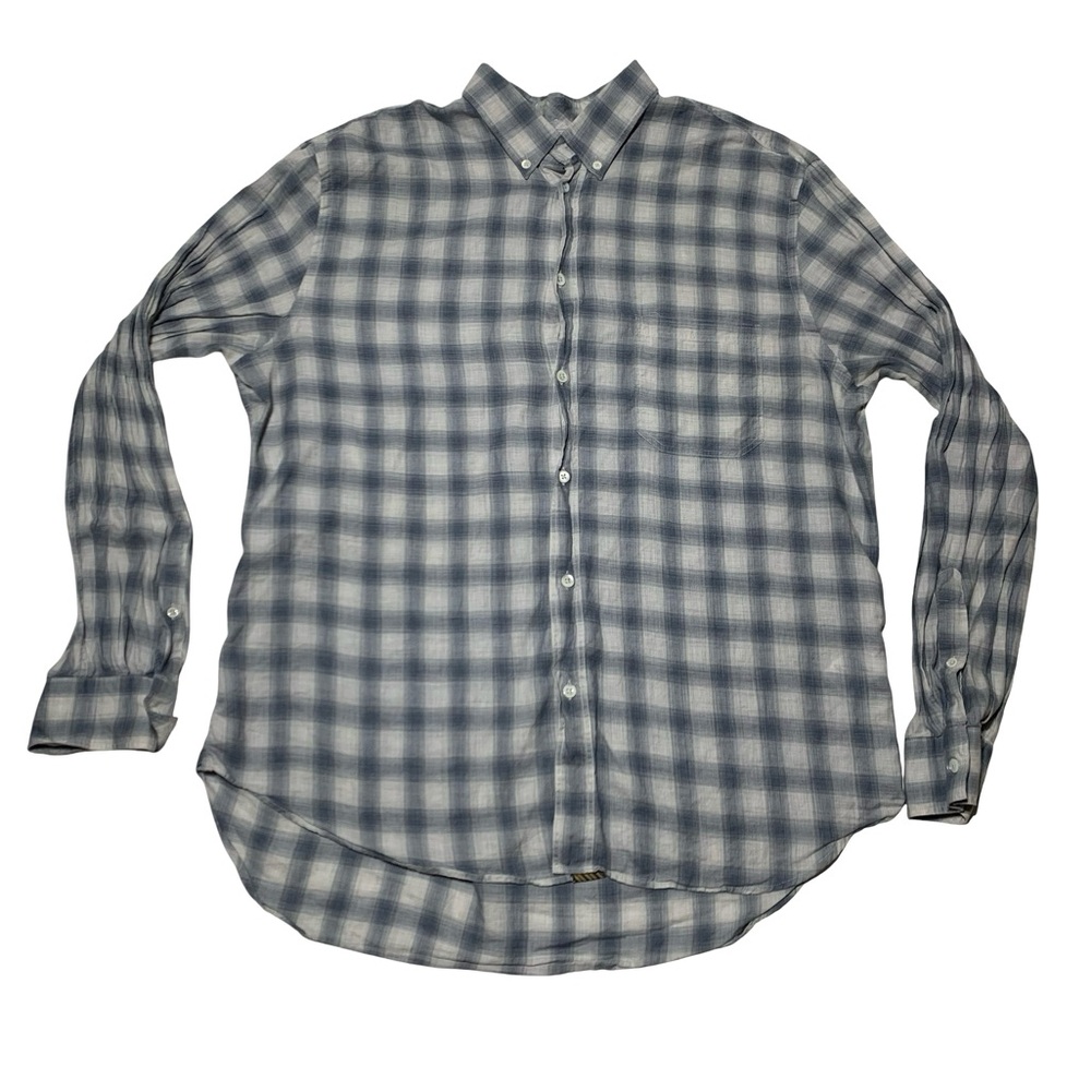 Billy Reid Checkered Long Sleeve Light Button Down Mens Size X Large Standard